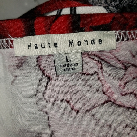 Haute Monde Red Rose Floral Strap Dress Sz L - Picture 9 of 10